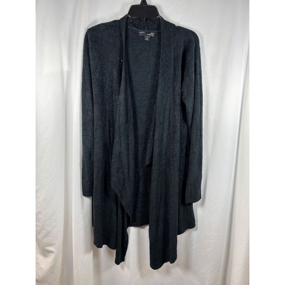Barefoot Dreams CozyChic Lite Black Draped Open Front Cardigan L/XL Style 436